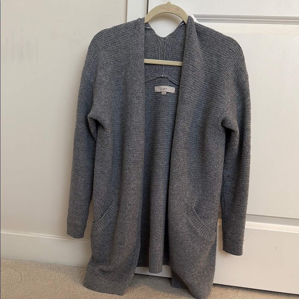 Loft Women’s Cozy Gray Open-Front Sweater